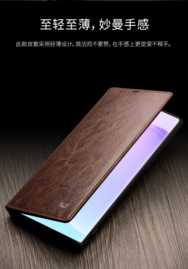 Для samsung Galaxy Note 10 Note10+ Pro QIALINO брендовый чехол из натуральной телячьей кожи с откидной крышкой для телефона в стиле ретро