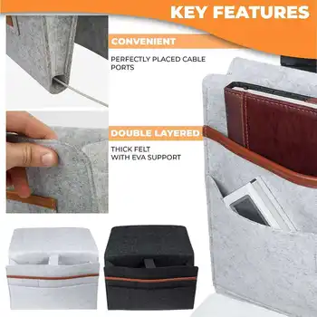 

New Sofa Pocket Felt Living Room Phone Holder Bedside Organizer Hanging Storage Bag Couch Chair Home Pouch Magazines Large Dorm