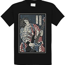 Самурайская гитара, японская футболка, черная Хлопковая мужская S-3XL, поставщик США, Мужская футболка, топы, короткий рукав, хлопок, фитнес-футболки