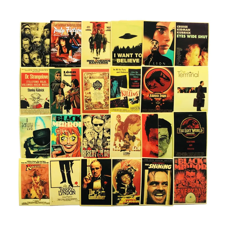 54pcs Classic Movie stickers For Luggage Laptop Art Painting Kill Bill Pulp Fiction Poster Stickers Waterproof Skateboard Toy