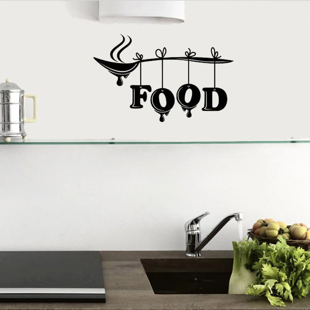 Unique Design Food Word Kitchen Wall Vinyl Decal Art Sticker Sign Spoon