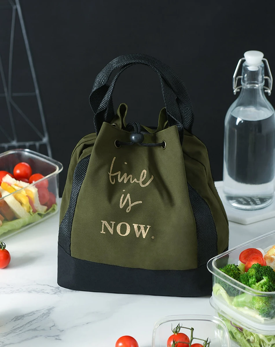 Модная сумка для обеда с буквенным принтом, переносная сумка на шнурке для пикника, Термосумка для еды, утепленная сумка-холодильник, Студенческая Женская ледяная коробка