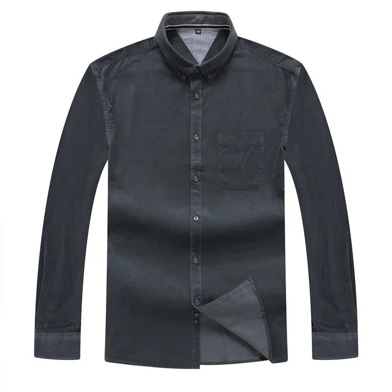 8XL 10XL 6xl осень/зима теплое качество хлопок вельвет с длинным рукавом Кнопка Воротник Смарт повседневные рубашки для мужчин удобные