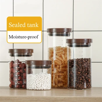 

500/700/1000/1500ml Glass Sealed Storage Jar Coffee Powder Canned Grain Storage Tank Tea Candy Food Storage Box Kitchen Tools