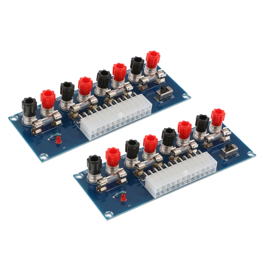 2x ATX Benchtop Power Board, 24 Pin Computer ATX Power Supply Breakout Adapter Module 12V 5V 3.3V -12V