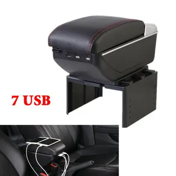 

1pc Car Armrest Box Car Auto 7 USB Rechargeable Central Box Black Durable