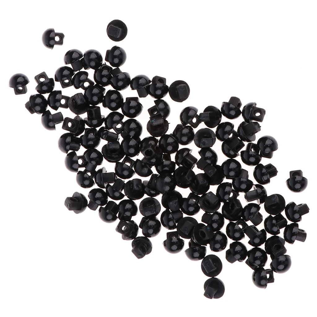 Solid Black Round Mushroom Domed Sewing Buttons 100x 5x4.5mm for Doll Eyes Nose Making Cloth Headdress Accs Children Crafts Toy doll accessories