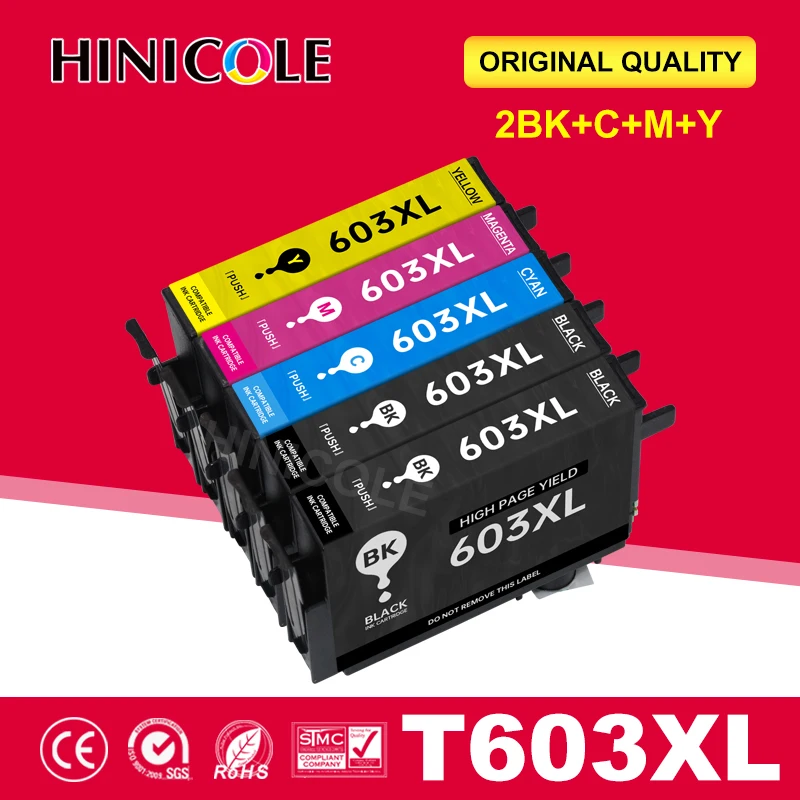 Cartuccia D'Inchiostro Hinicole 5Pk 603Xl E-603 T603 Compatibile Per Stampante Epson 603 Xl Xp-4100 Xp-4105 Xp-3105 Workforce 2810Dwf