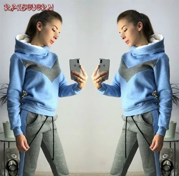 

New Women Sets Two-piece Set Hoodie+pants Fleece Autumn Winter Cotton Tracksuit Female Printed Sweatshirt Sets Women Tracksuits