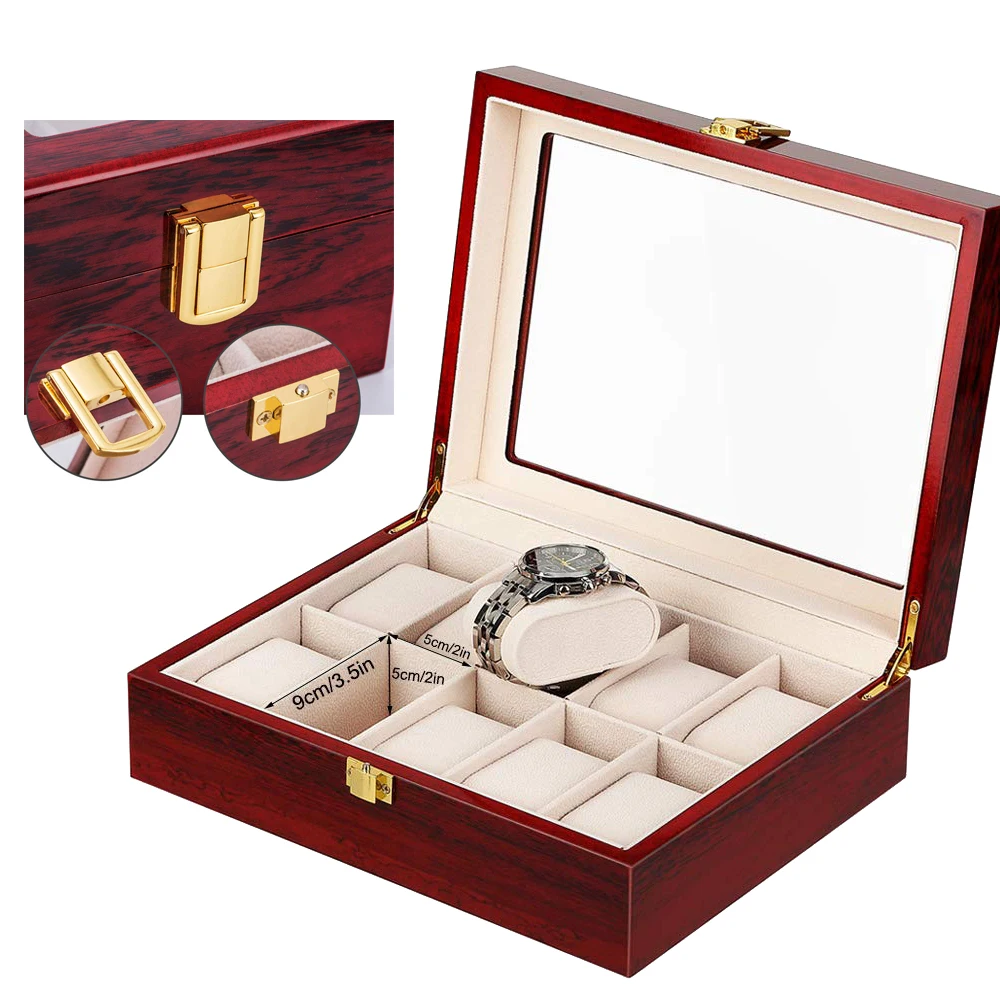 6/10/12 Slots Wooden Watch Box Wood Holder Boxes For Men Women Watches Organizer Organizers Dropshipping | Наручные часы