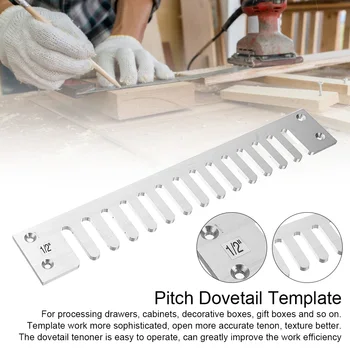 

12 Inch Industrial Easy Operate Practical Home Pitch Dovetail Template Woodworking Tool Portable Silver Aluminium Alloy Accurate