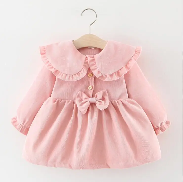 276pink Платье принцессы для маленьких девочек; рождественское однотонное детское платье принцессы с длинными рукавами для девочек; модная дизайнерская Милая Одежда для новорожденных - Цвет: 276pink