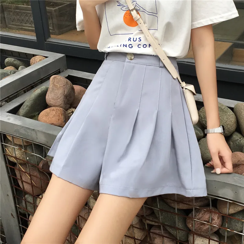 Женские 2019 новые летние модные A Line Мини Свободные повседневные шорты синие Черные шорты женские широкие шорты с высокой талией