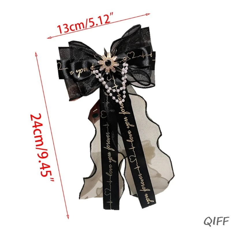 Для женщин в студенческом стиле черные кружева буквы галстук-бабочка искусственный жемчуг стразы брошь булавки