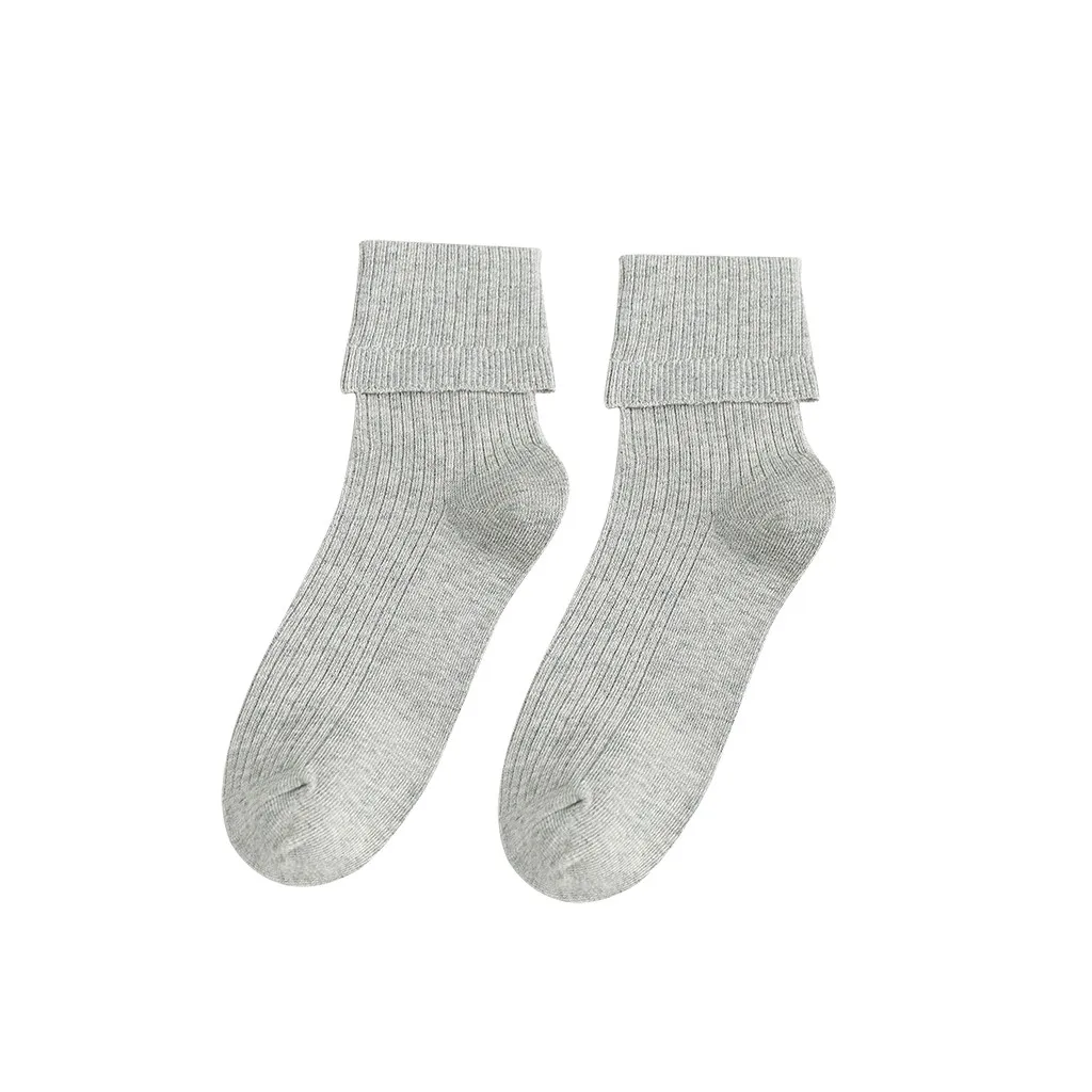 5 пар, Женские однотонные носки до середины ноги, хлопковые носки, удобные мягкие женские теплые фланцевые носки, зимние носки, harajuku skarpety