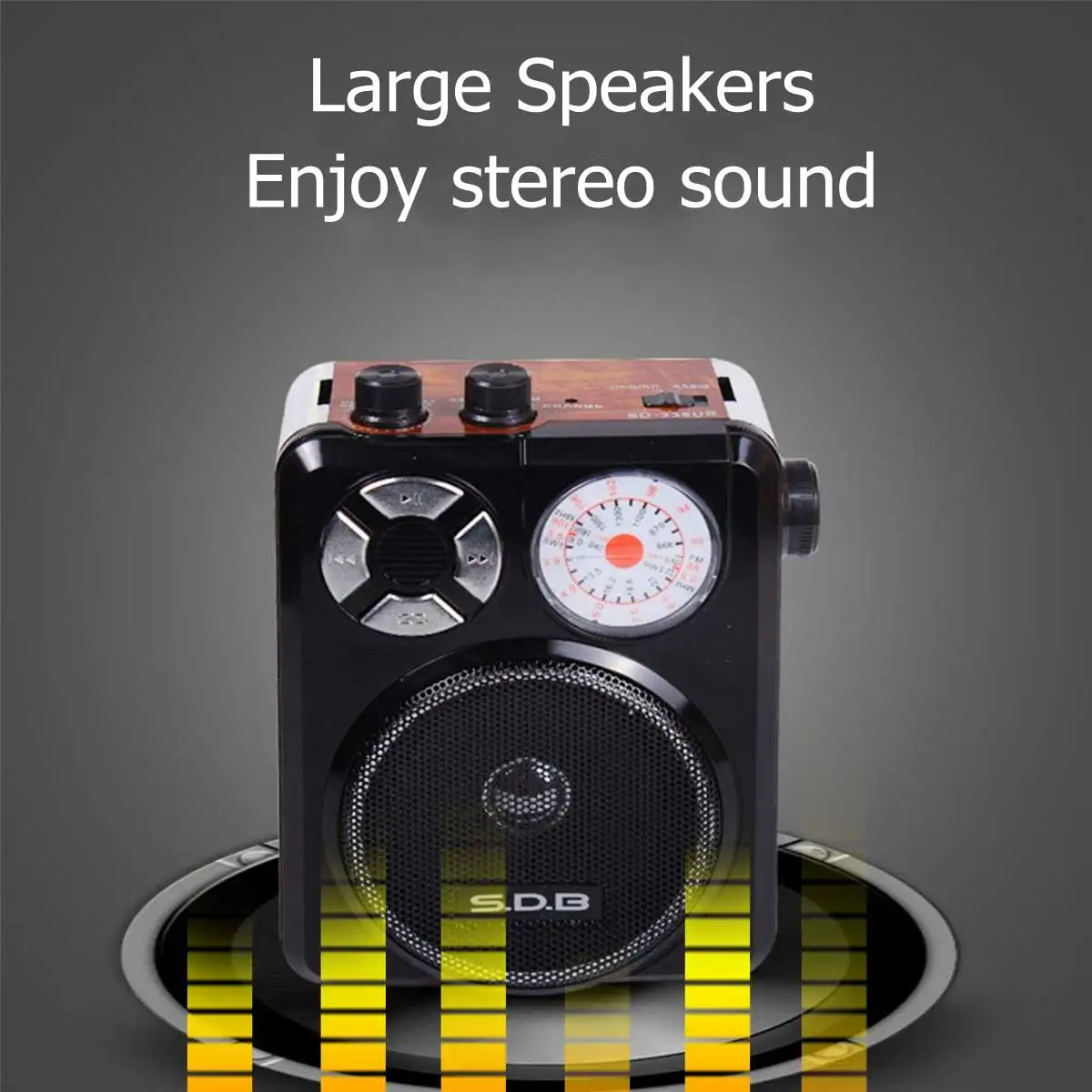 Retro Mini Portable AM FM SW1 SW2 full channel Radio Receiver Handheld Digital FM USB TF MP3 Player Speaker Rechargeable