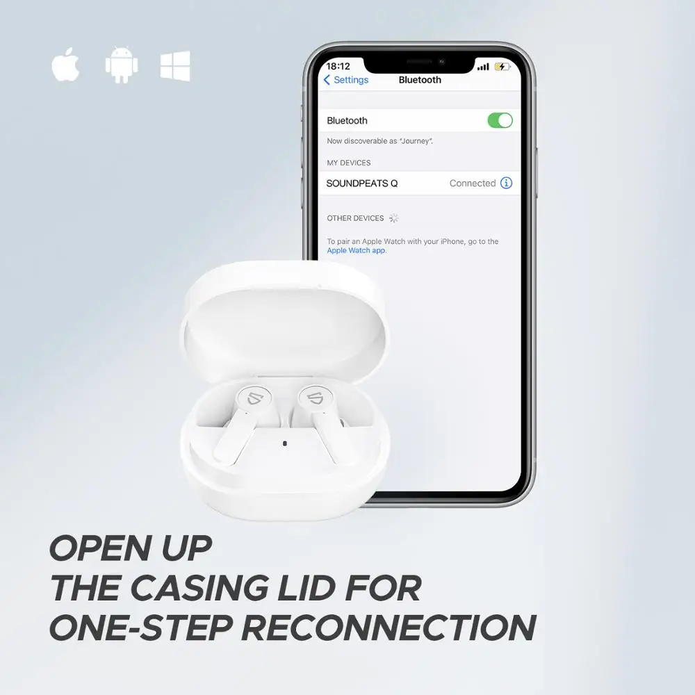 SOUNDPEATS Q True Wireless Earphones Bluetooth 5.0 Wireless Earbuds in-Ear Wireless Charging Earphone with 4-Mic 10mm Driver