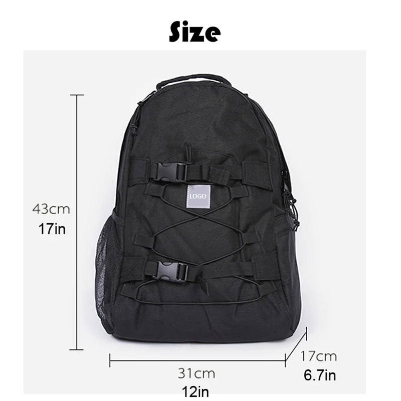 Sac À Dos pour Ordinateur Portable Sac À Dos De Skateboard À Bascule Double Sac À Dos À Grande Capacité Sac À Dos De Voyage Et De Loisirs Unisexe Noir Oxford Tissu Sac À Dos De Skateboard