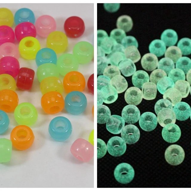 200pcs Acrylic Barrel Pony Beads 9x6mm Transparent Glitter Bead