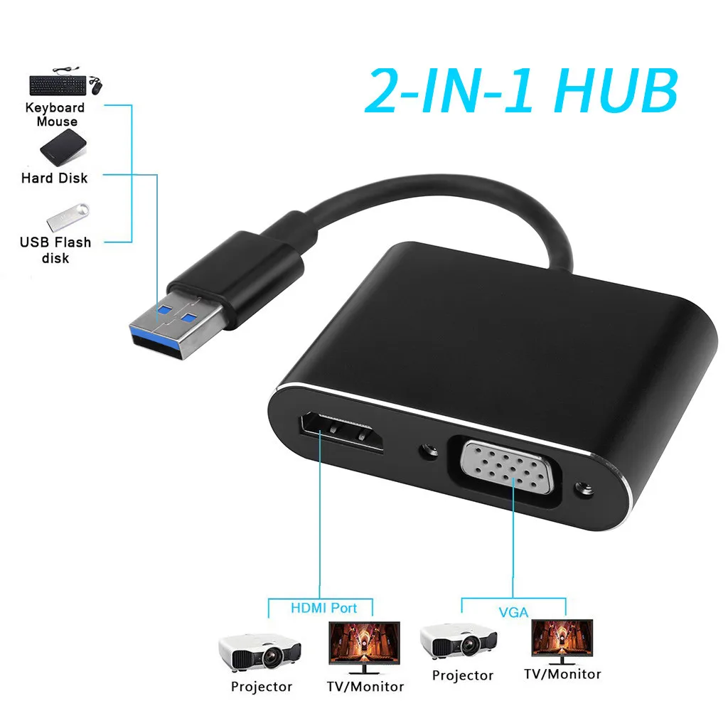 USB C к HDMI 4K VGA адаптер USB 3,0 видео конвертер адаптер с 2в1 типа C адаптеры