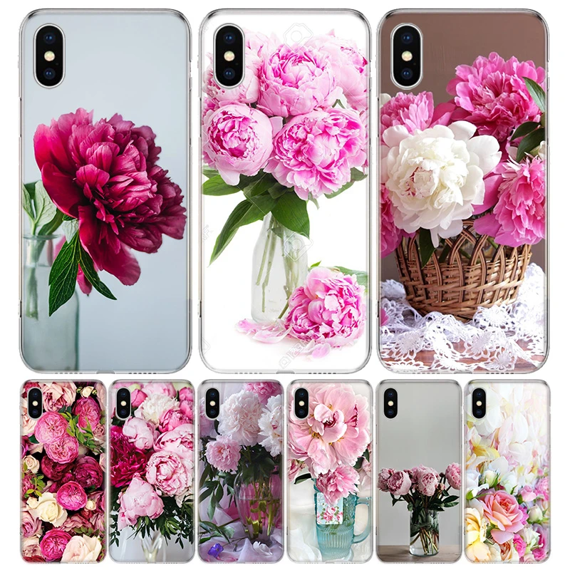 Elegant Pink Purple Peony Flower On The Vase Phone Case For Iphone 14 11 12 13 Pro Max Xr X Xs Mini 8 7 Plus 6 6s Se 5s Soft Phone Case Covers Aliexpress