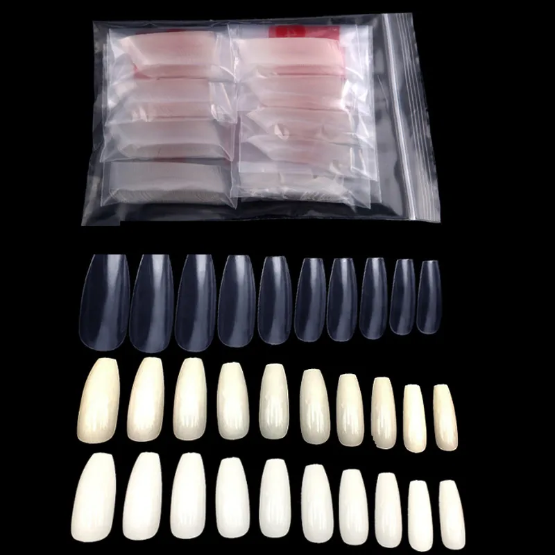 

600 шт./пакет балерина квадратные накладные декоративные ногти кончик французский УФ-гель, акриловый колпачок для ногтей прозрачный натуральный белый полный покрытие накладные ногти