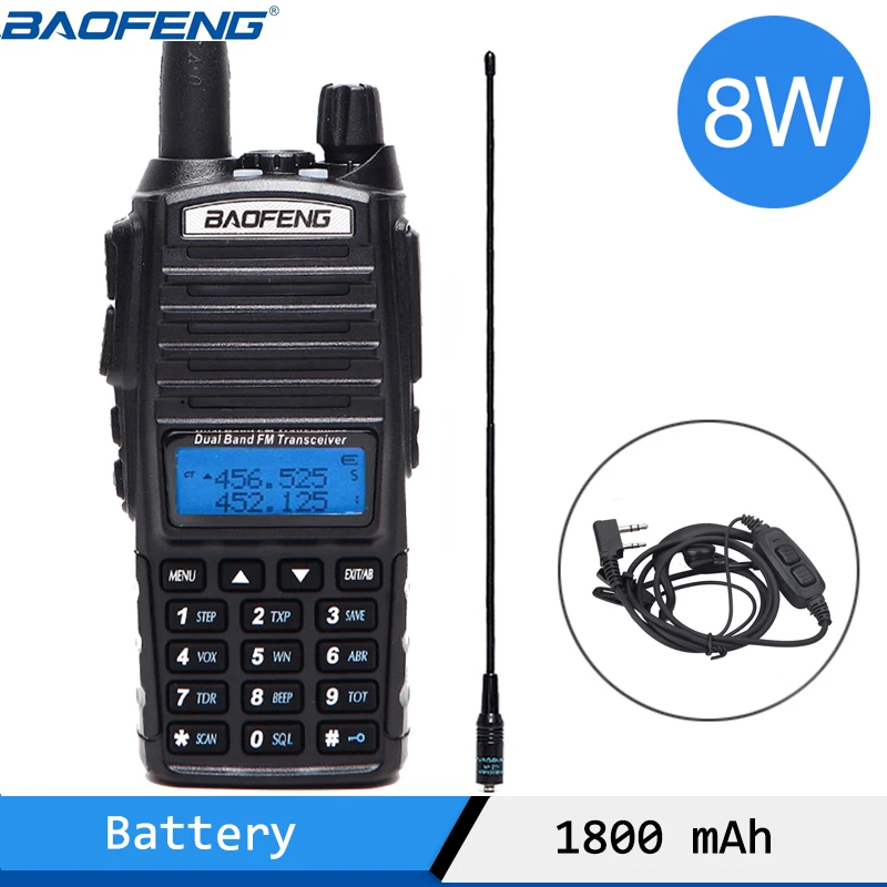 walkie talkie for sale Baofeng UV-82 plus 8watts powerful 8W High Power Walkie Talkie 3800mAh Battery With DC Connector Dual Band 10km handheld radio best walkie talkie for long distance Walkie Talkie