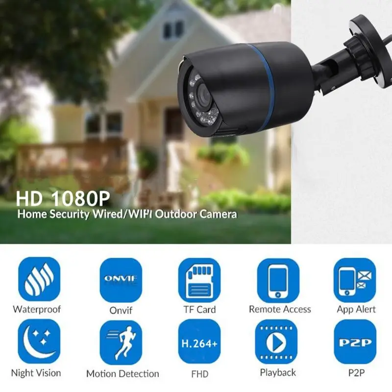 

720P WiFi IP Camera Outdoor Onvif Wired Wireless Network CCTV Surveillance Waterproof Infrared Night Vision Home Security Camera
