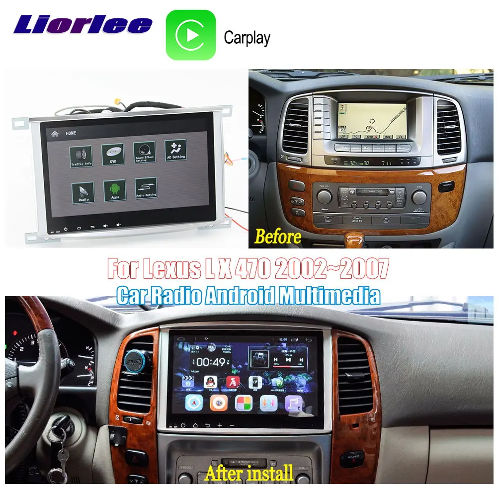 Car Android Multimedia For Toyota Land Cruiser 100 2002-2007 Carplay GPS Navigation Player Radio HD Screen