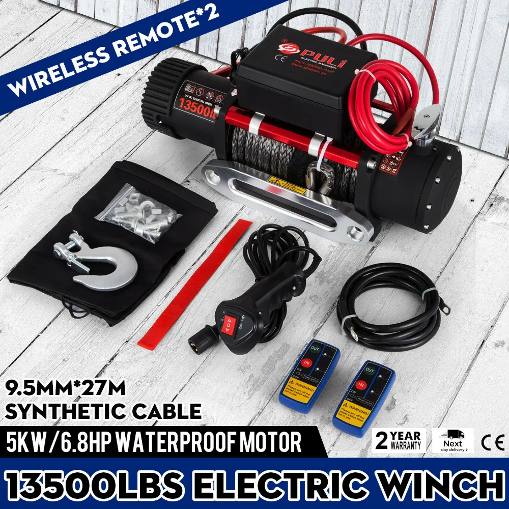 

12v Electric Winch 13500LBS 12V Electric Synthetic Rope Winch 6123.5kg Recovery SingleLine