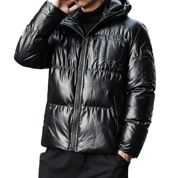 

2019 Winter New Style Cotton-padded Clothes Men's Loose-Fit Korean-style Trend Thick warm Bright Surface Hooded Jacket M-4XL