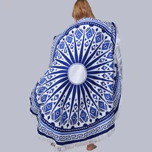 Круглое одеяло для йоги, полиэфирные цветы, дышащий коврик для пикника, пляжное полотенце, одеяло для фитнеса, коврик для йоги