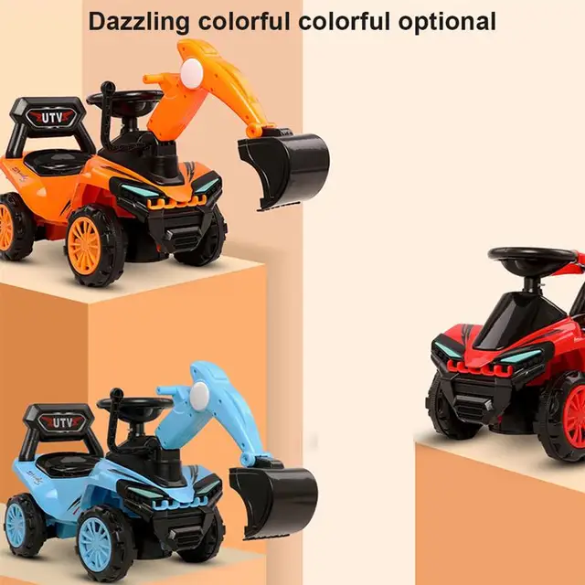 Children Excavator Sliding Toy Car With Music Light Optical Walker 2-6 Year Old Kids Ride-On Toy Outdoor Toy Gift Child Tricycle 2