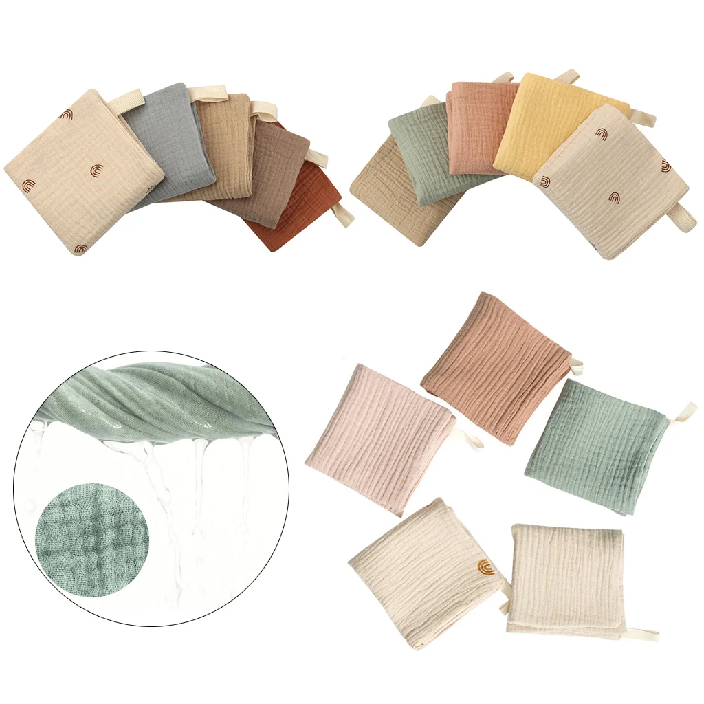 5 Pcs Towel Baby Facecloth Baby Bath Towel Handkerchief Cotton Burp Cloth Soft Absorbent Gauze Kindergarten Washcloth P31B