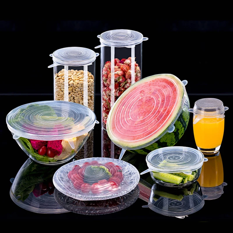 

2/5/10 Sets Reusable Fresh Keeping Covers Mini Compression Universal Silicone Stretch Lids Use For Kitchen Food