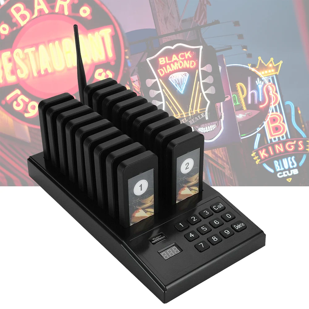

Wireless Paging Queuing System Restaurant Pager Guest Paging with 18 Coaster Pagers wireless waiter call system restaurante