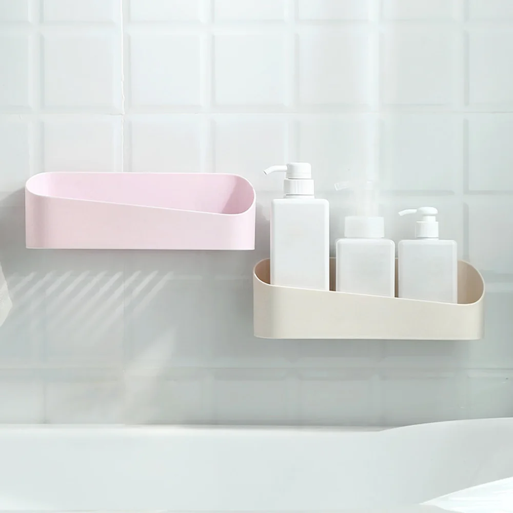 

Bathroom Shelf Cosmetic Storage Dual Strong Suction Cup Kitchen Storage Wall Mounted Holder Geometry Rack Shower Organizer Shelf