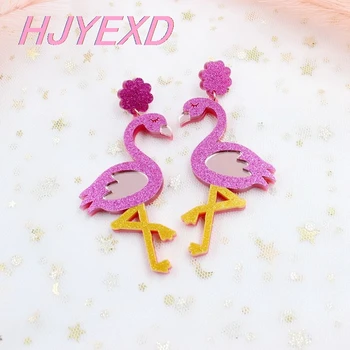 

(1pair)70mm Flamingo Earrings Mixed Acrylic Earrings Dangle Rainbow Earrings Laser cut-HP012