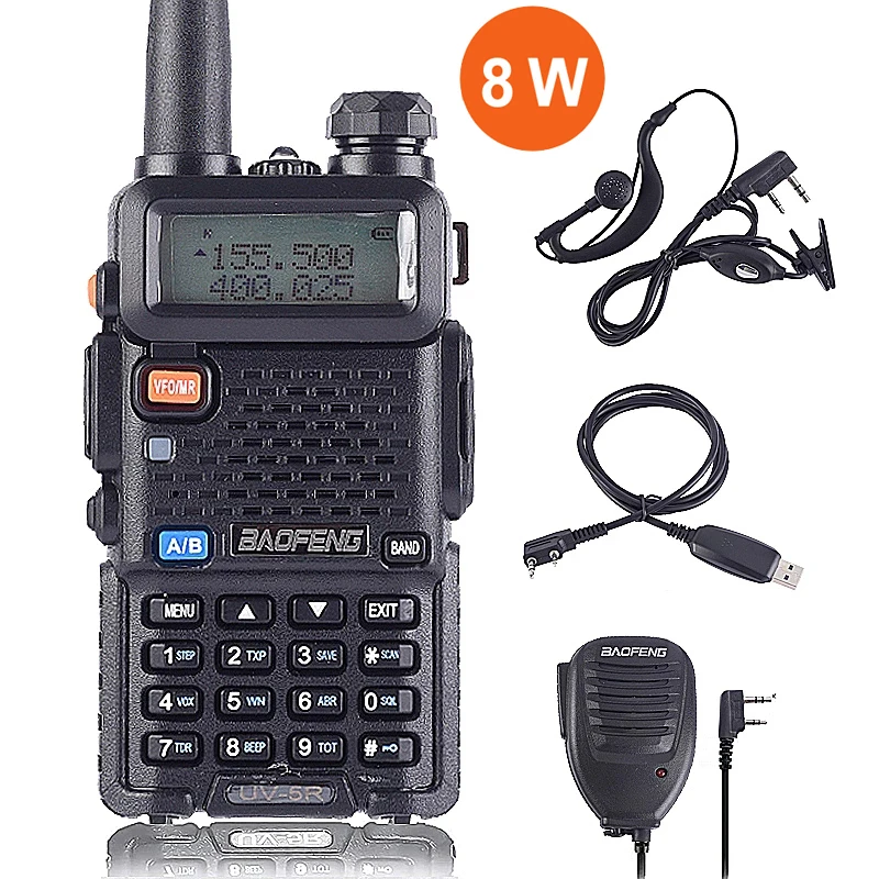 BaoFeng-walkie-talkie UV-5R, radio bidireccional, versión mejorada, baofeng, uv5r, 128 canales, 8W, VHF, UHF, 136-174Mhz y 400-520Mhz
