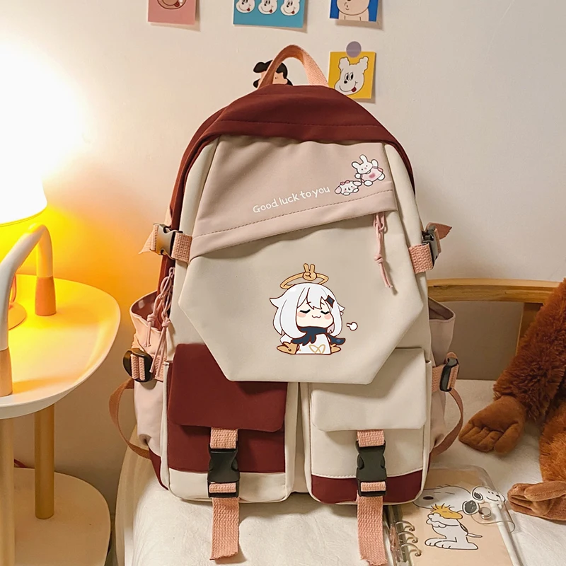 Genshin Impact Paimon Klee Cosplay Unisex Students School Bag Cartoon Backpack Laptop Travel Rucksack Outdoor Fashion Gifts halloween outfits Cosplay Costumes