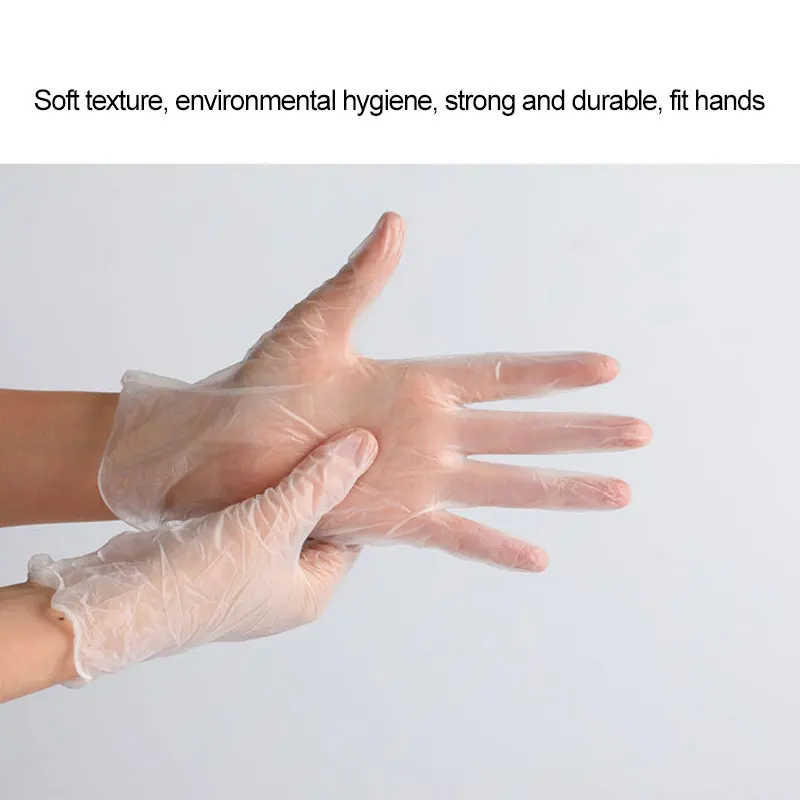 

100 PCS Transparent Disposable PVC Gloves Dishwashing/Kitchen /Latex/Rubber/Garden Gloves Universal For Home Cleaning Tools