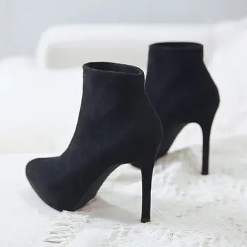 

Elastic boots women's boots autumn and winter pointed high-heeled single boots net red thin wild