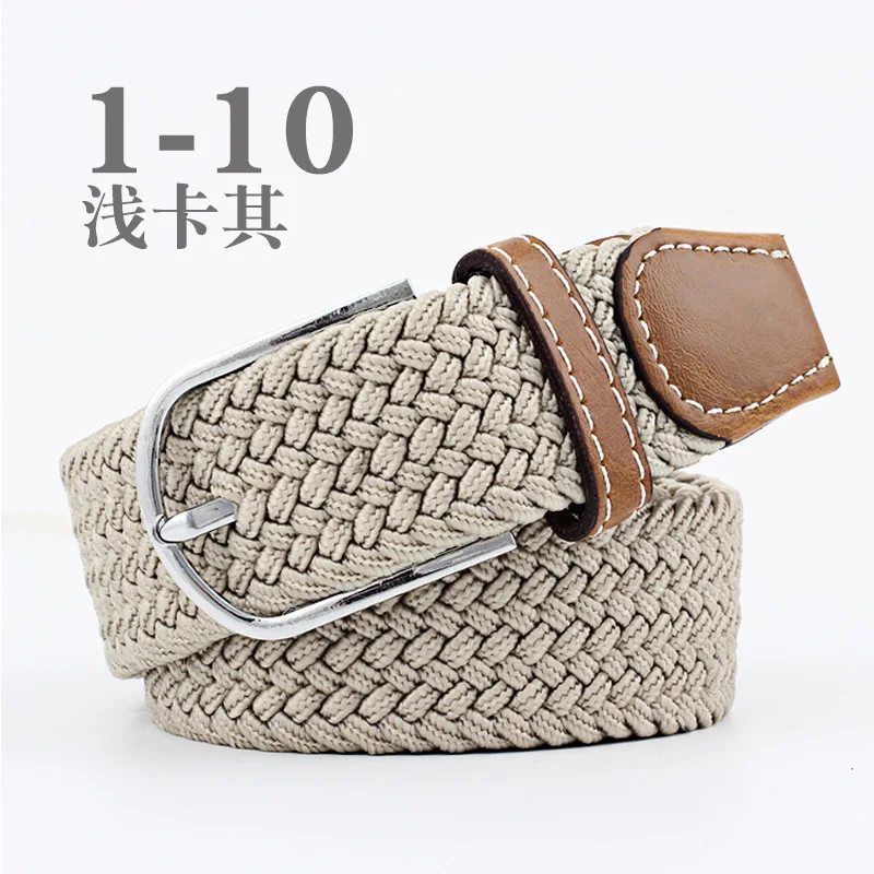 mens brown belt Multi-colored Belt Young Student Pin Buckle Woven Belt Casual Canvas Elastic Expandable Braided Stretch Belt Plain Webbing Strap black leather belt Belts