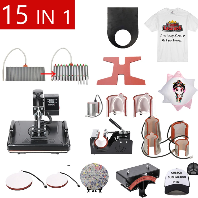 15 In 1 Muntifunctional Double Display Heat Transfer/Heat Press Machine Sublimation Label Printer For Mug/Cap/T shirt/Shoes|Printers| - AliExpress