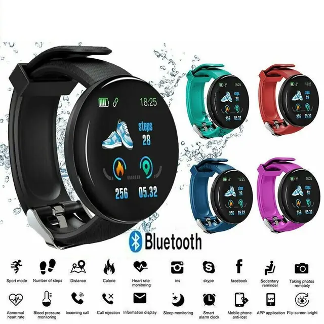D18 Smart Watches for Women Men Kids with Round Color Screen Heart Rate Blood Pressure Monitor Sports Fitness Digital Wristwatch 1