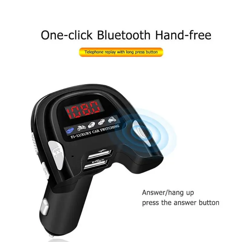 Bluetooth автомобильное зарядное устройство для устройства Handsfree MP3-плеер fm-передатчик двойной usb-адаптер встроенный HD микрофон шумоподавление