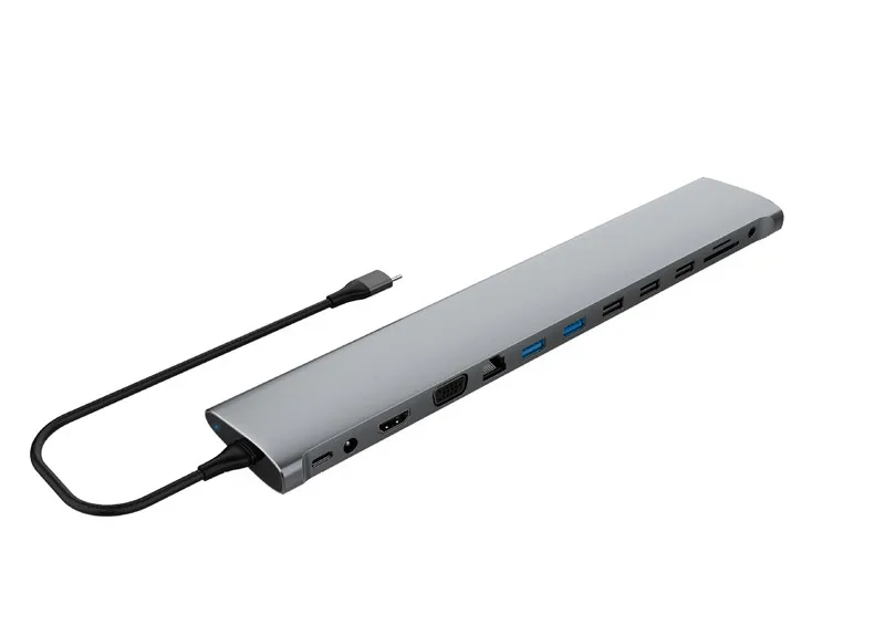 Ajiuyu USB C type C концентратор к USB 3,0 HDMI RJ45 VGA для MacBook Pro Air Аксессуары док сплиттер мульти 13 портов type C концентратор USB-C