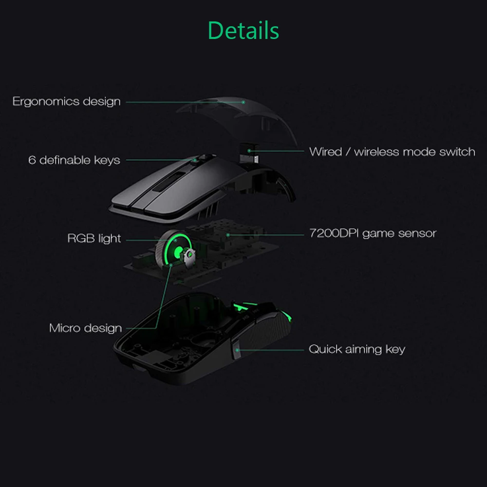 Оригинальная беспроводная мышь Xiaomi Игровая USB 2 4 ГГц 7200 dpi RGB подсветка