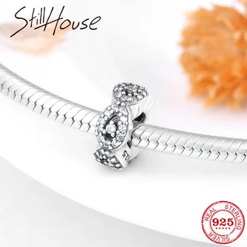 

Fashion 925 Sterling Silver Water Drop connected CZ Round Beads Fit Original European Charm Bracelet Bangles Jewelry making