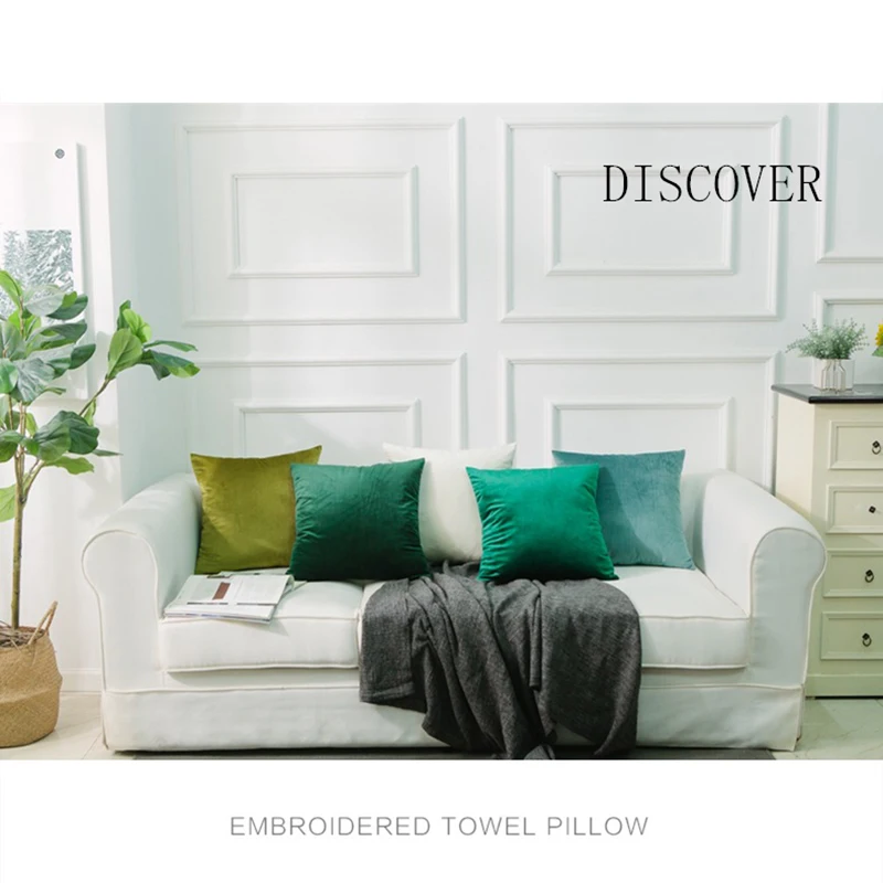 Роскошный бархатный чехол для подушки, наволочка, наволочка, зеленый, желтый, розовый, синий, белый, черный, серый, для дома, Декоративные диванные подушки